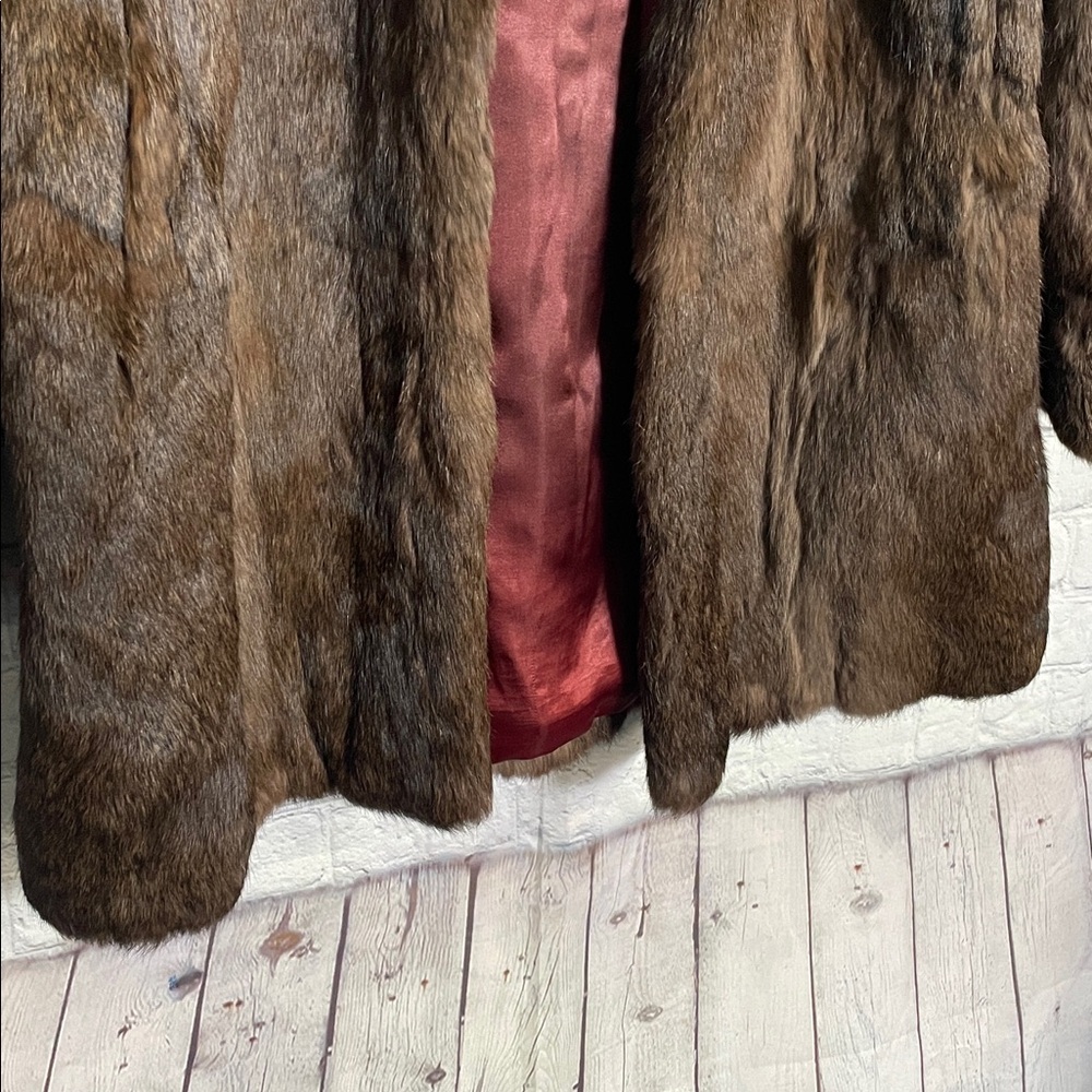 Wilson Suede & leather  Vintage 1990s  Dark Brown Rabbit Fur Coat Size: Medium - Picture 3 of 13
